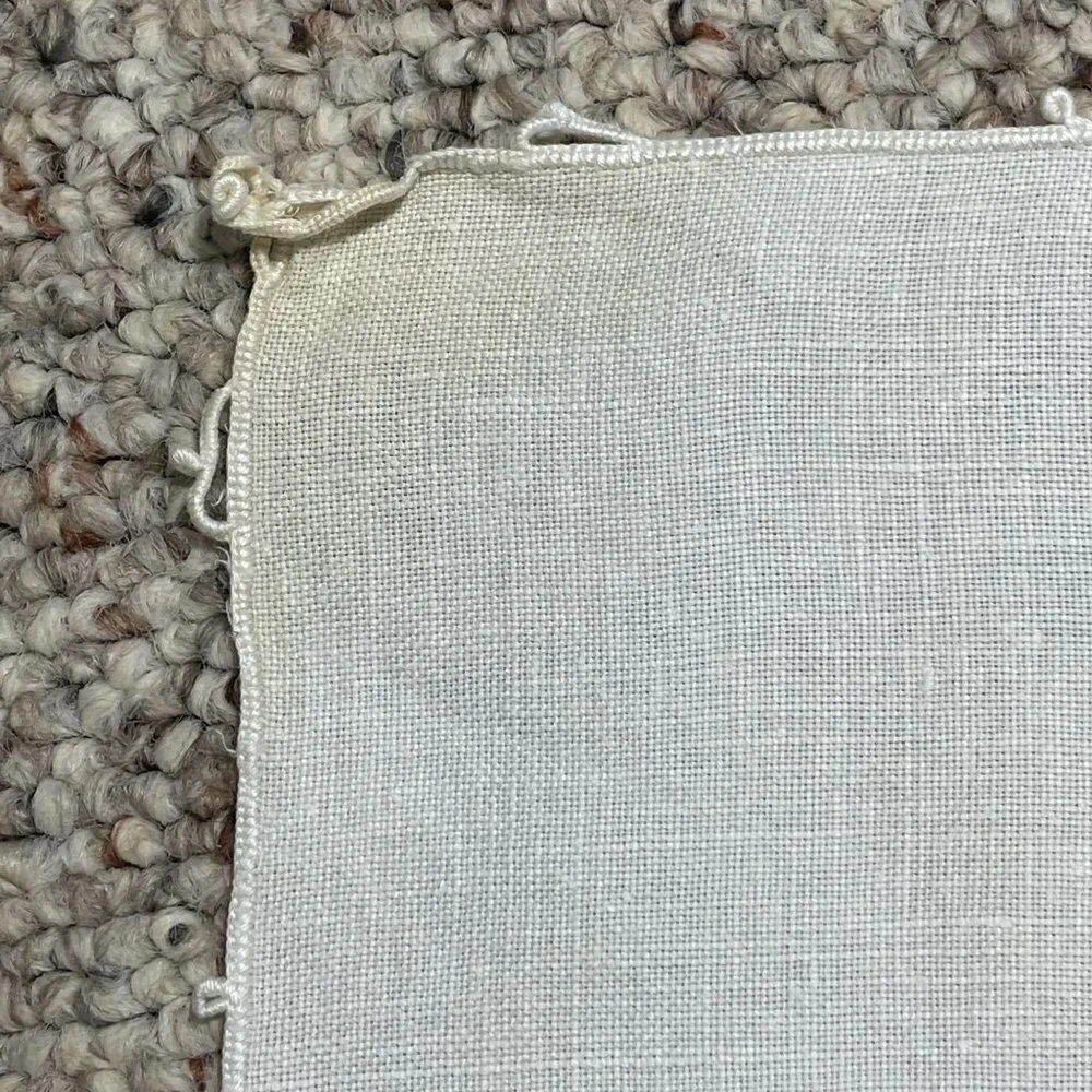 VTG SET OF 4 Linen Cut Work Corner Square Napkins 13